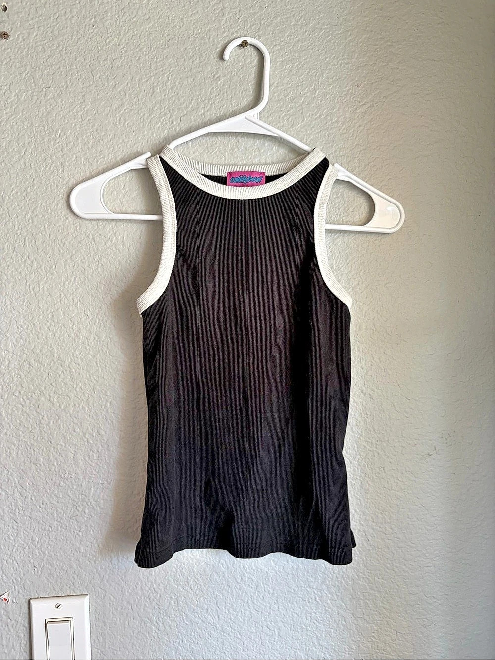 Edikted Ribbed Tank Top in Black & White Size Small Like New